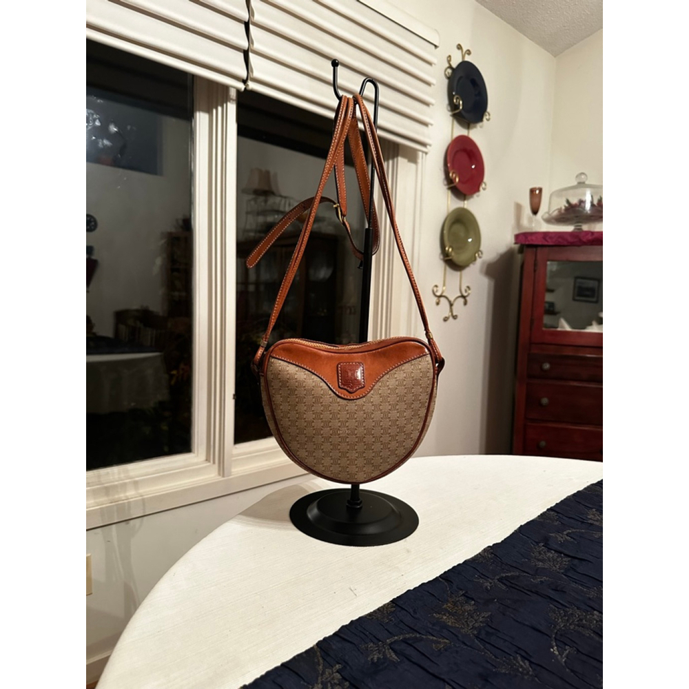 Celine Brown Beige Monogram Macadam Heart-Shaped Shoulder Bag - Picture 3 of 16